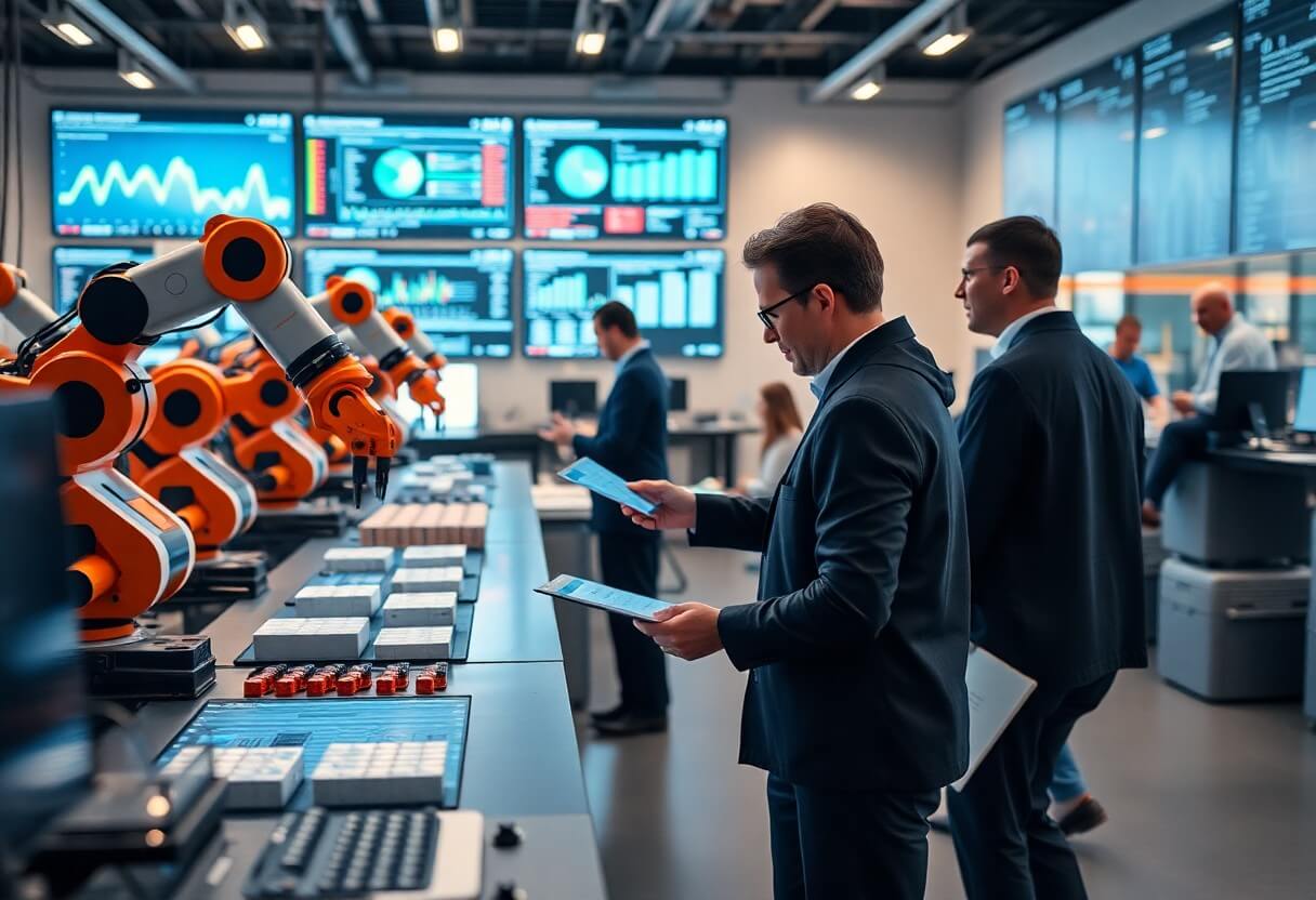 a group of people in a room with computers