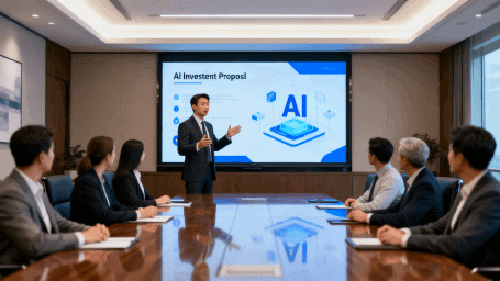 Business case for AI investment — 5-step framework diagram