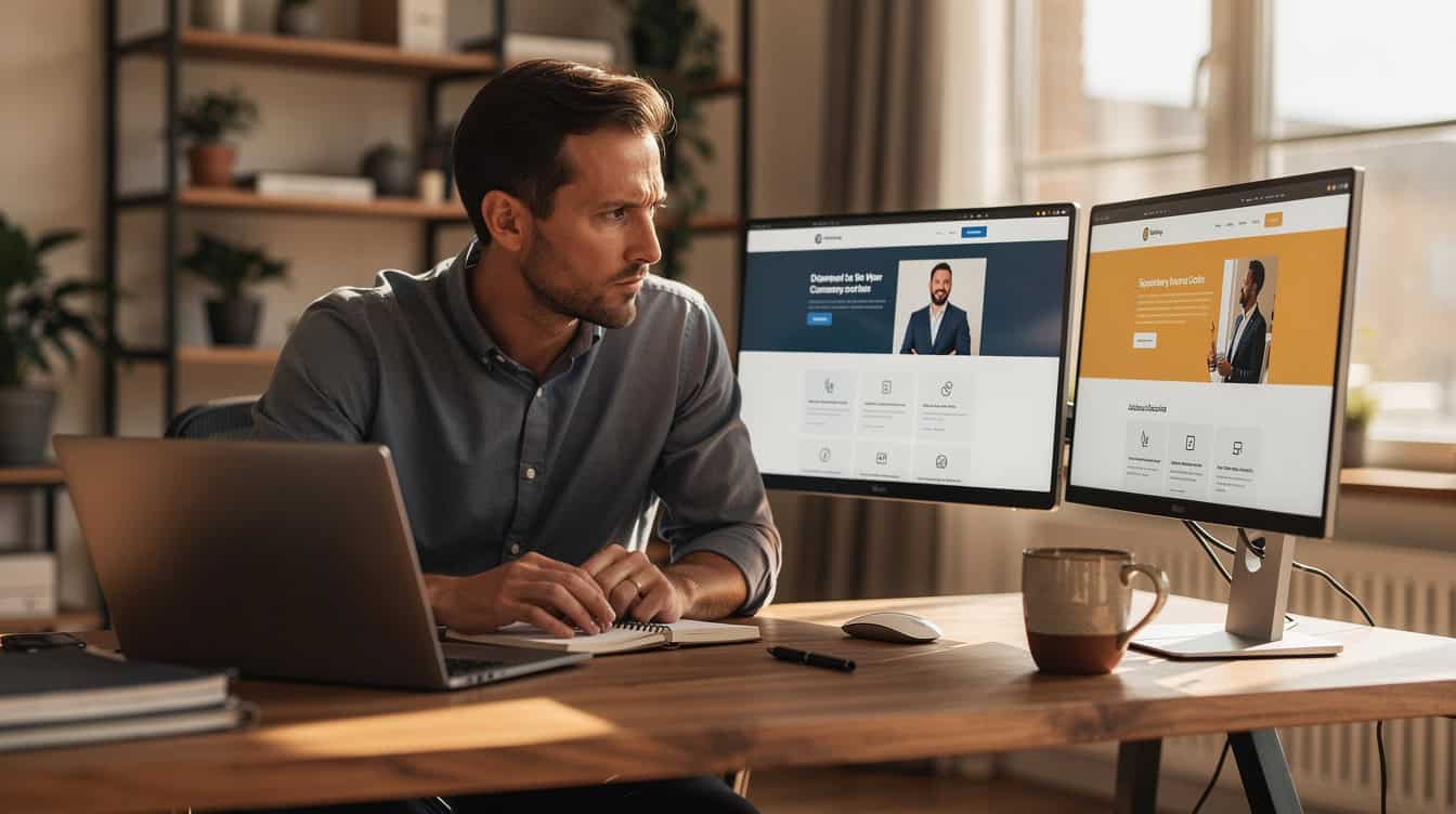 a business owner studying competitor websites to spot their use of AI