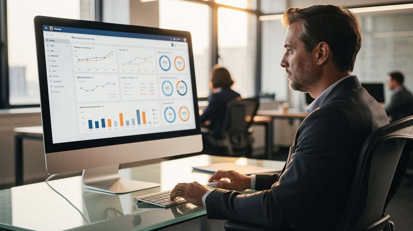 a professional reviewing AI automation performance numbers
